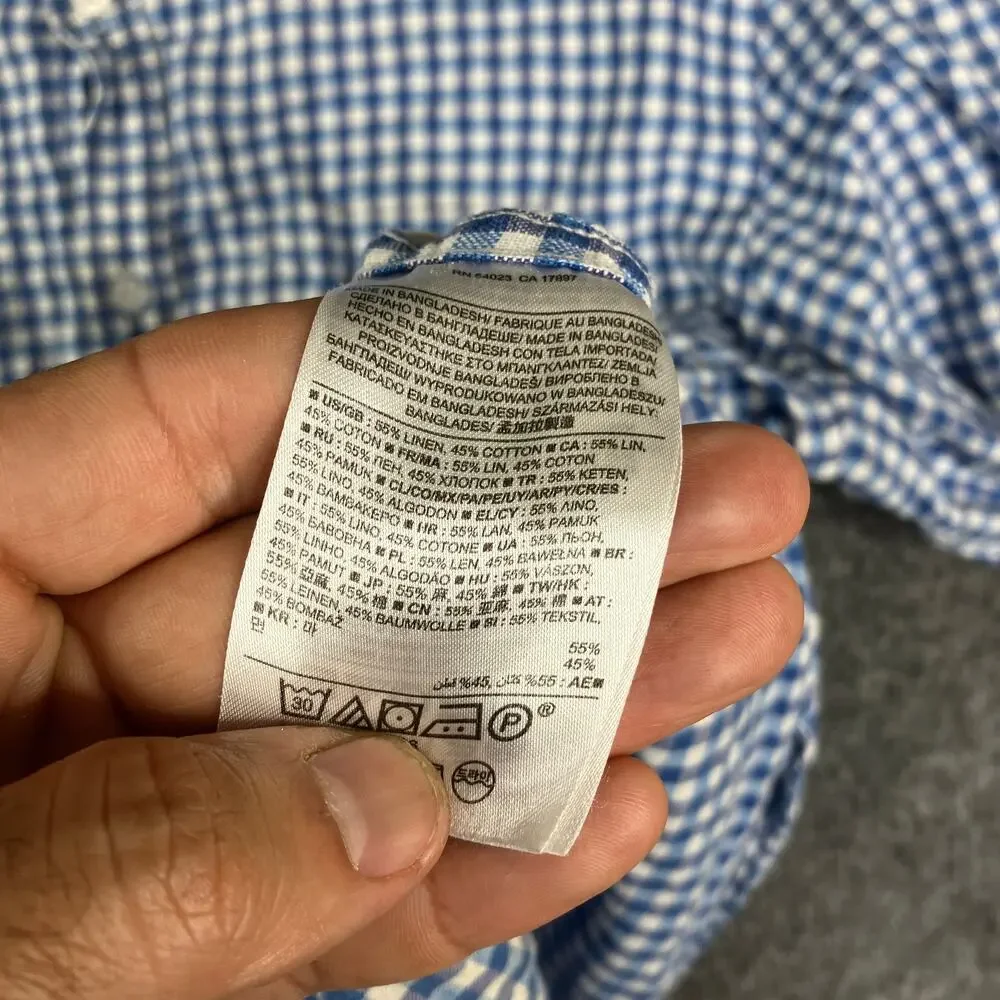 Banana Republic Shirt Mens XL Blue Gingham Check‎ Short Sleeve Casual